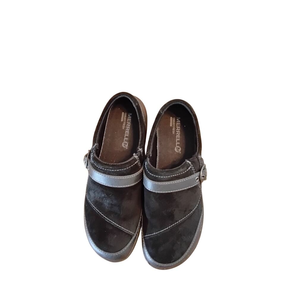 Black Merrell suede slip-on shoe